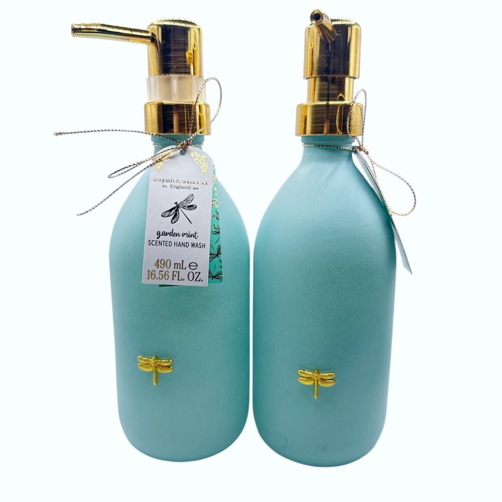 NEW Asquith & Somerset 2x Garden Mint Scented Glass Bottle Hand Wash 16.56 fl oz